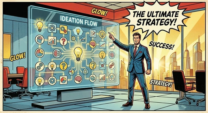 企画のアイデア出しのやり方を説明するビジネスマンのイメージ画像